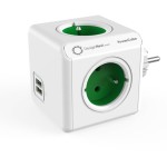 DesignNest PowerCube Original 1202GN разклонител, 4 гнезда, USB, зелен (8718444085737)