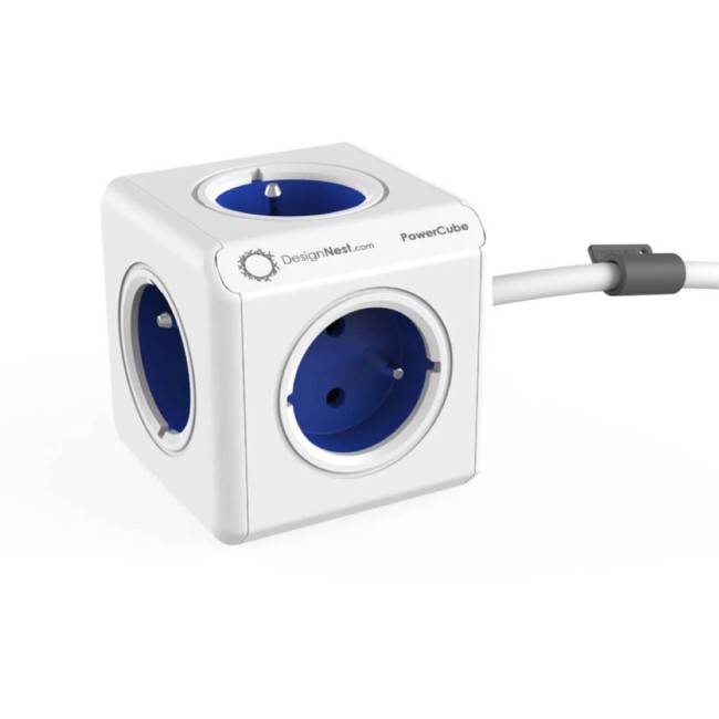 DesignNest PowerCube Extended 1300BL разклонител, 5 гнезда, 1.5м кабел, син (8718444086932)