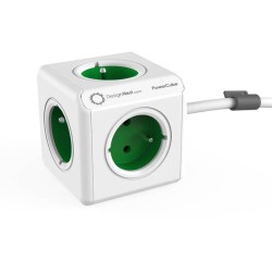 DesignNest PowerCube Extended 1300GN разклонител, 5 гнезда, 1.5м кабел, зелен (8718444086956)