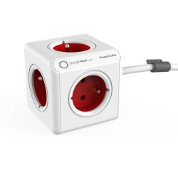 DesignNest PowerCube Extended 1300RD разклонител, 5 гнезда, 1.5м кабел, червен (8718444081142)