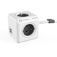 DesignNest PowerCube Extended 1402GY разклонител, 4 гнезда, USB, 1.5м кабел, сив (8718444082194)