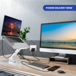 Ewent EW1269 алуминиева стойка за лаптоп със 7-в-1 USB-C докинг станция и 360° въртене Ewent EW1269 алуминиева стойка за лаптоп със 7-в-1 USB-C докинг станция и 360° въртене