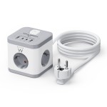 Ewent EW3863 Power Tower разклонител с 3 гнезда, USB-A и USB-C PD портове, защита от пренапрежение и детска защита Ewent EW3863 Power Tower разклонител с 3 гнезда, USB-A и USB-C PD портове, защита от пренапрежение и детска защита