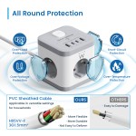 Ewent EW3863 Power Tower разклонител с 3 гнезда, USB-A и USB-C PD портове, защита от пренапрежение и детска защита Ewent EW3863 Power Tower разклонител с 3 гнезда, USB-A и USB-C PD портове, защита от пренапрежение и детска защита