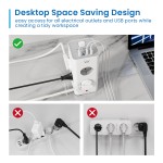 Ewent EW3864 Power Tower Block вертикален разклонител с 8 контакта, 2 USB-A и 2 USB-C PD порта, защита от пренапрежение и детска защита