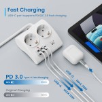 Ewent EW3870 настолен разклонител с 2 контакта и 3 USB порта (USB-A и USB-C PD 20W), детска защита и защита от претоварване Ewent EW3870 настолен разклонител с 2 контакта и 3 USB порта (USB-A и USB-C PD 20W), детска защита и защита от претоварване
