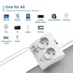 Ewent EW3870 настолен разклонител с 2 контакта и 3 USB порта (USB-A и USB-C PD 20W), детска защита и защита от претоварване Ewent EW3870 настолен разклонител с 2 контакта и 3 USB порта (USB-A и USB-C PD 20W), детска защита и защита от претоварване