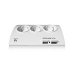Ewent EW3935 настолен разклонител с 5 гнезда, 2 USB-A порта и ON/OFF бутон