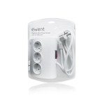 Ewent EW3935 настолен разклонител с 5 гнезда, 2 USB-A порта и ON/OFF бутон