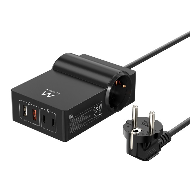 Ewent EW3992 GaN зарядна станция и разклонител 65W Ewent EW3992 GaN зарядна станция и разклонител 65W