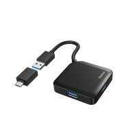 HAMA 200116 4-портов хъб, USB-C адаптер, 4 х USB-A, черен