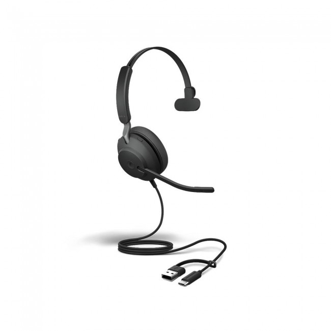 Jabra EVOLVE2 40 SE жична моно слушалка, USB-A/USB-C, UC, черна Jabra EVOLVE2 40 SE жична моно слушалка, USB-A/USB-C, UC, черна