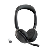 Jabra Evolve2 65 Flex стерео слушалки, Bluetooth, USB-A, UC, ANC, зарядна подложка, черни