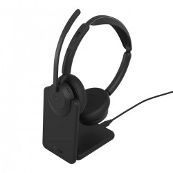 Jabra Evolve3 45 Stereo безжични стерео слушалки със стойка,  ANC, LINK 390a, MS, черни