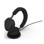 Jabra Evolve3 75 безжични on-ear слушалки UC, Link 390a, с безжична зарядна подложка (WLC), черни