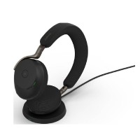 Jabra Evolve3 75 MS безжични on-ear слушалки с Link 390c и безжична зарядна подложка, черни