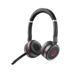 Jabra Evolve 75 SE, стерео слушалки, Bluetooth, Link380a, ANC, UC, стойка за зареждане, черни 