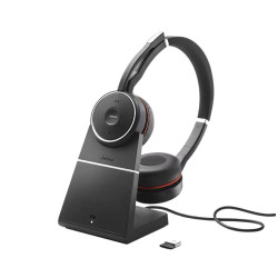 Jabra Evolve 75 SE, стерео слушалки, Bluetooth, Link380a, ANC, UC, стойка за зареждане, черни 
