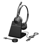 Jabra Engage 55 стерео слушалки, MS, USB-A, зарядна станция, черни