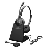 Jabra Engage 55 стерео слушалки, MS, USB-C, зарядна станция, черни