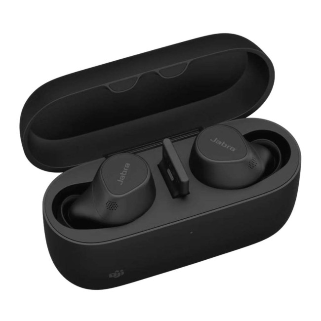 Jabra Evolve2 Buds слушалки, True Wireless, MS, USB-A, зарядна поставка, черни