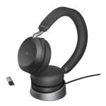 Jabra Evolve2 75 стерео слушали, Bluetooth, Link 380, ANC, MS, USB-C - USB-A, зарядна стойка, черни