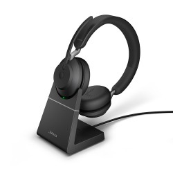 Jabra EVOLVE2 65 стерео слушалки + стойка, MS, Link380 USB-A, черни