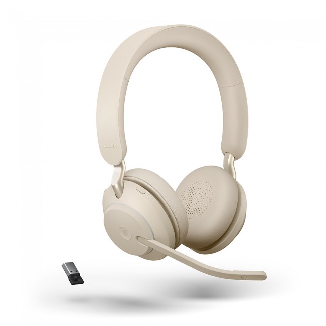 Jabra EVOLVE2 65 стерео слушалки, MS, Link380 USB-A, бежови