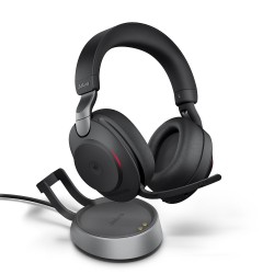 Jabra Evolve2 85 MS Stereo слушалки + стойка, Link380 USB-C, черни