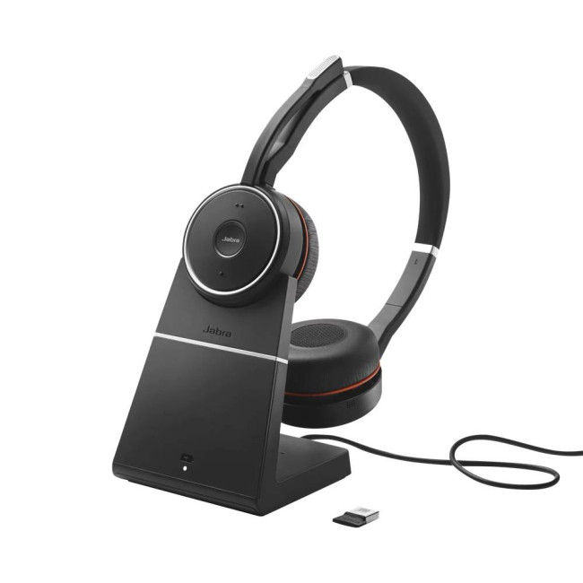 Jabra Evolve 75 SE стерео слушалки със зарядна стойка, MS, ANC, Bluetooth, USB-A