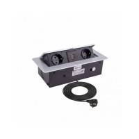 KOMBI BOX контакт за вграждане с 2 Schuko, USB-A, USB-C и Push Open, алуминий