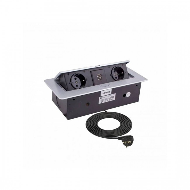 KOMBI BOX контакт за вграждане с 2 Schuko, USB-A, USB-C и Push Open, алуминий KOMBI BOX контакт за вграждане с 2 Schuko, USB-A, USB-C и Push Open, алуминий