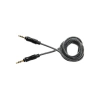 Lemontti аудио кабел Jack 3.5 mm, 1 м, черен (текстилна и найлонова оплетка, метални конектори)