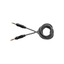 Lemontti аудио кабел Jack 3.5 mm, 1 м, черен (текстилна и найлонова оплетка, метални конектори)