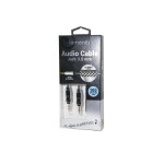 Lemontti аудио кабел Jack 3.5 mm, 1 м, черен (текстилна и найлонова оплетка, метални конектори)