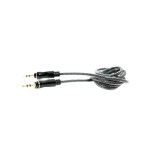 Lemontti аудио кабел Jack 3.5 mm, 1 м, черен (текстилна и найлонова оплетка, метални конектори)
