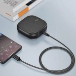 Lemontti аудио кабел Type-C към Jack 3.5mm, 1 м, черен (текстилна и найлонова оплетка)