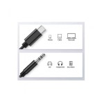 Lemontti аудио кабел Type-C към Jack 3.5mm, 1 м, черен (текстилна и найлонова оплетка)