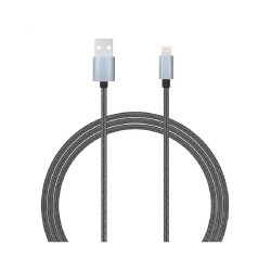 Lemontti MFI Lightning USB кабел, 1.5 м, текстилна оплетка, сив