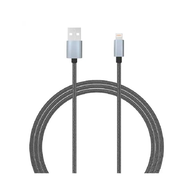 Lemontti MFI Lightning USB кабел, 1.5 м, текстилна оплетка, сив