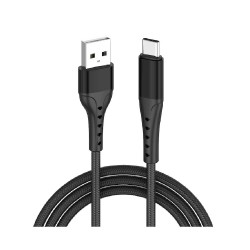 Lemontti Bending кабел алуминиев, устойчив на огъване, USB-A към Type-C, Fast Charge, 1.5 м, черен