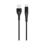 Lemontti Bending кабел алуминиев, устойчив на огъване, USB-A към Type-C, Fast Charge, 1.5 м, черен