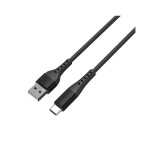Lemontti Bending кабел алуминиев, устойчив на огъване, USB-A към Type-C, Fast Charge, 1.5 м, черен