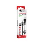 Lemontti Bending кабел алуминиев, устойчив на огъване, USB-A към Type-C, Fast Charge, 1.5 м, черен