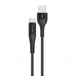 Lemontti Bending Aluminum Fast Charge USB-A към USB-C кабел, 2 m, черен Lemontti Bending Aluminum Fast Charge USB-A към USB-C кабел, 2 m, черен