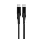 Lemontti кабел USB-C към USB-C, алуминиев, устойчив на огъване, бързо зареждане 60W, 2 м, черен
