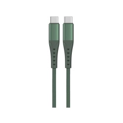 Lemontti кабел USB-C към USB-C, алуминиев, устойчив на огъване, бързо зареждане 60W, 2 м, зелен