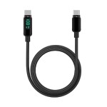 Lemontti USB Type-C към USB Type-C кабел с дисплей, 100W, 2 м, черен