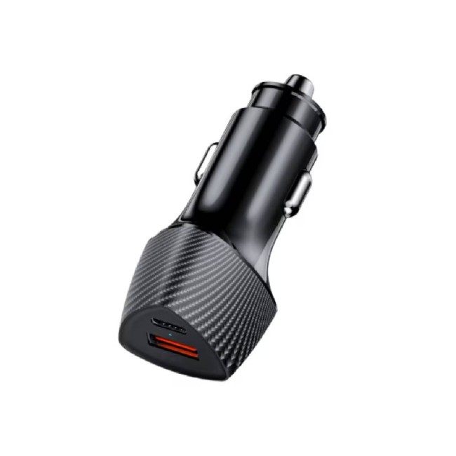 Lemontti зарядно за кола, Fast Charge 48W, 2x Type-C PD и USB QC 3.0, черно