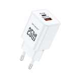 Lemontti GaN Dual Port мрежово зарядно устройство 25W (USB-C + USB-A), бяло